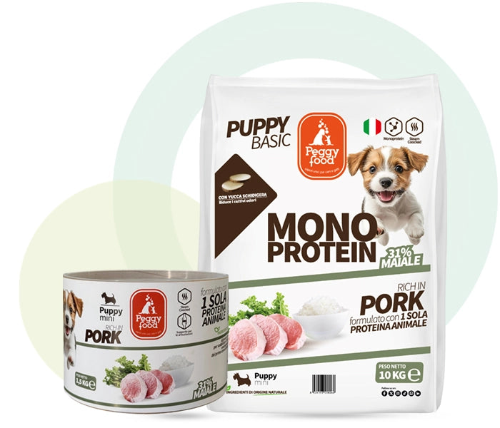 Peggy Food Puppy Mini Crocchette Monoproteiche al Maiale per Cuccioli Taglia Piccola