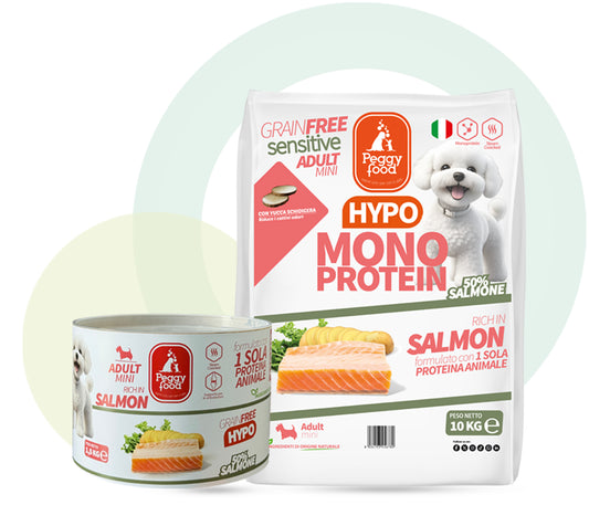 Peggy food Alimento Completo Salmone Crocchette cani piccola taglia grain free per benessere quotidiano